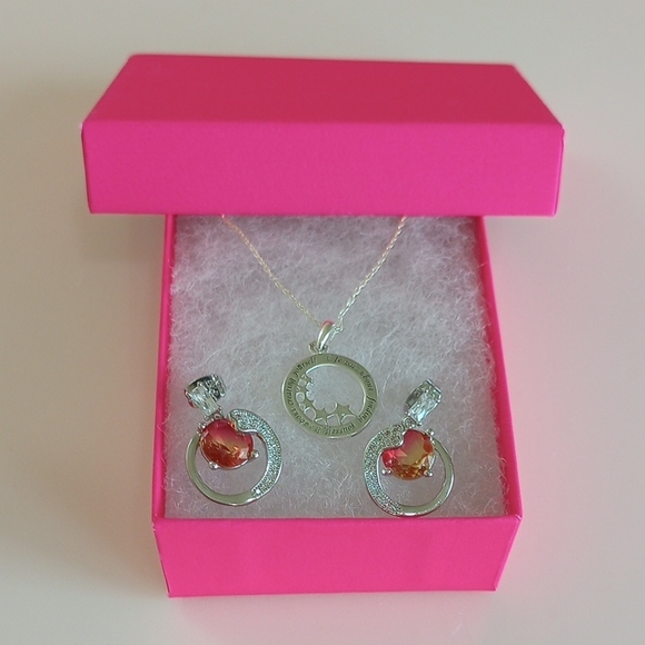 Jewelry - NEW 925 Sterling Silver Necklace and Zirconia Earrings